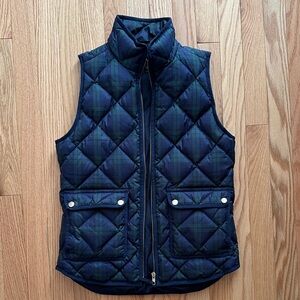 J. Crew Dark Plaid Quilted Vest